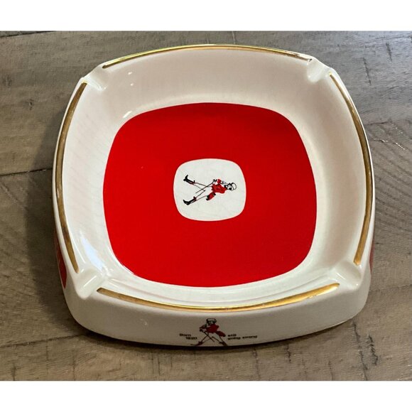 Johnnie Walker Ashtray Gold Trim Red & White Born 1820 Still Going Strong - Picture 6 of 7
